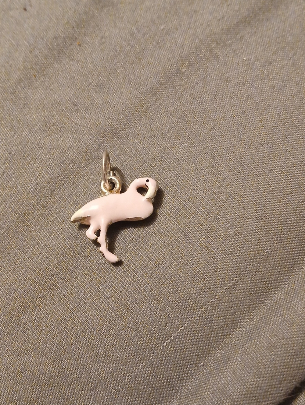 Pink Flamingo Enamel Pendant Charm Necklace Accent